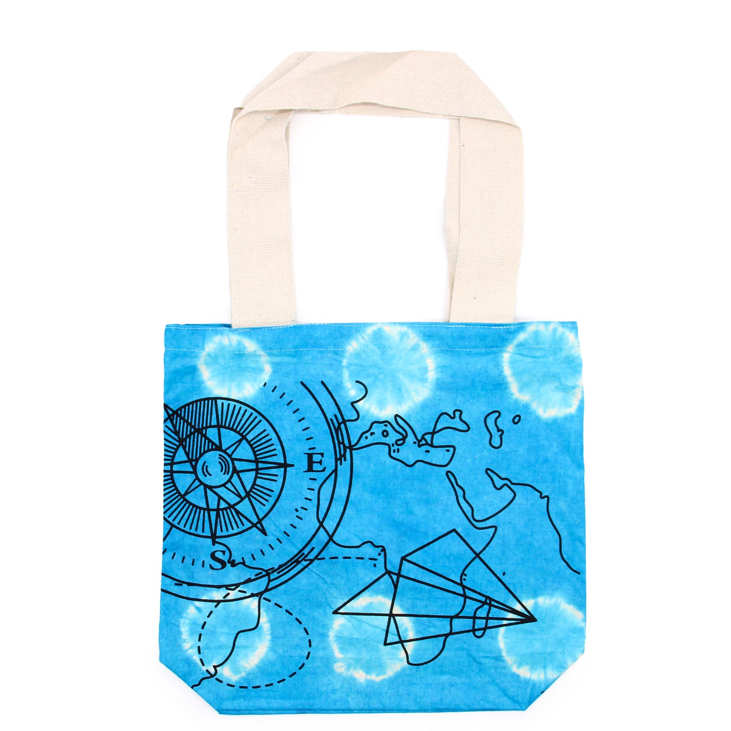 Tie-Dye Cotton Bag - Compass - Ocean Blue