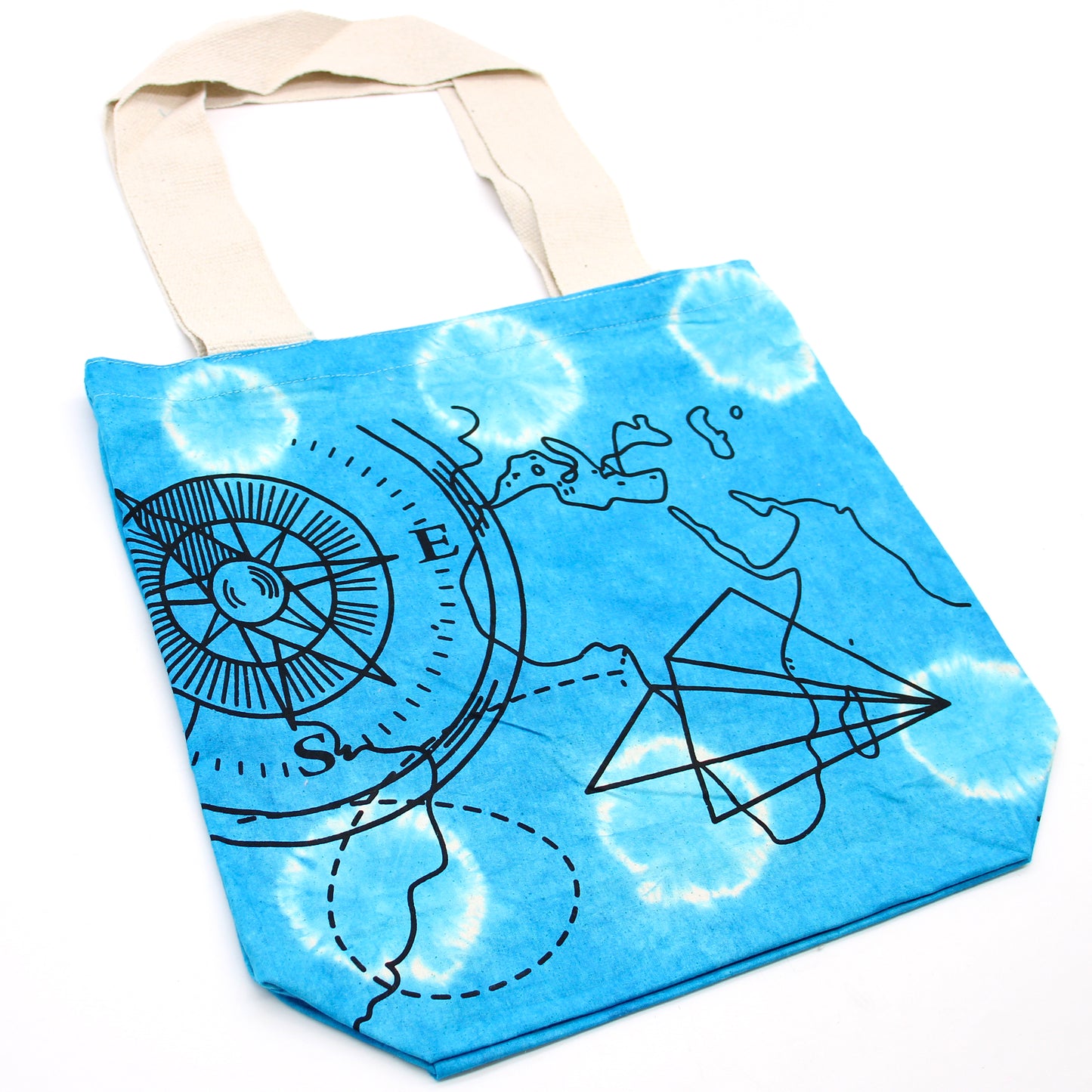 Tie-Dye Cotton Bag - Compass - Ocean Blue