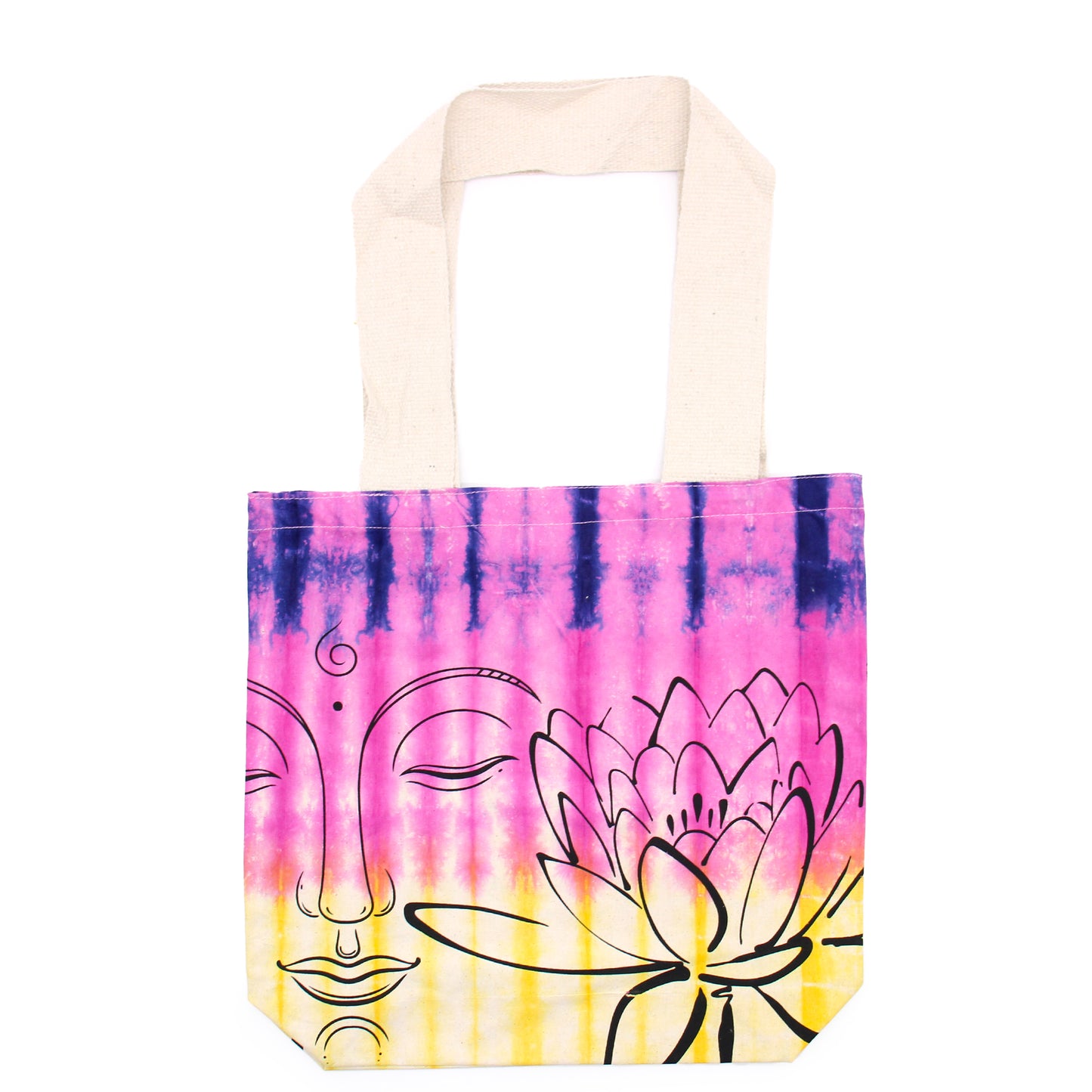 Tie-Dye Cotton Bag - Lotus Buddha - Magenta Yellow