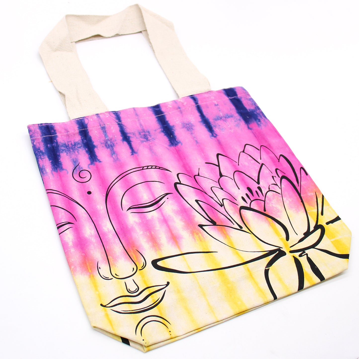 Tie-Dye Cotton Bag - Lotus Buddha - Magenta Yellow