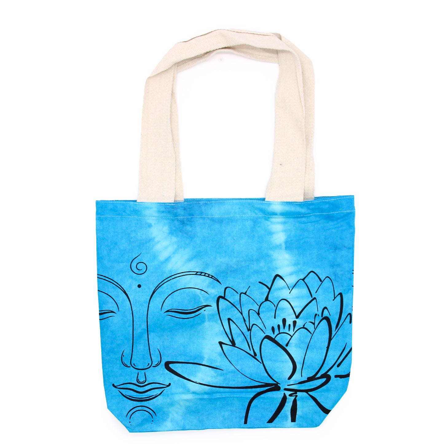 Tie-Dye Cotton Bag - Lotus Buddha - Ocean Blue