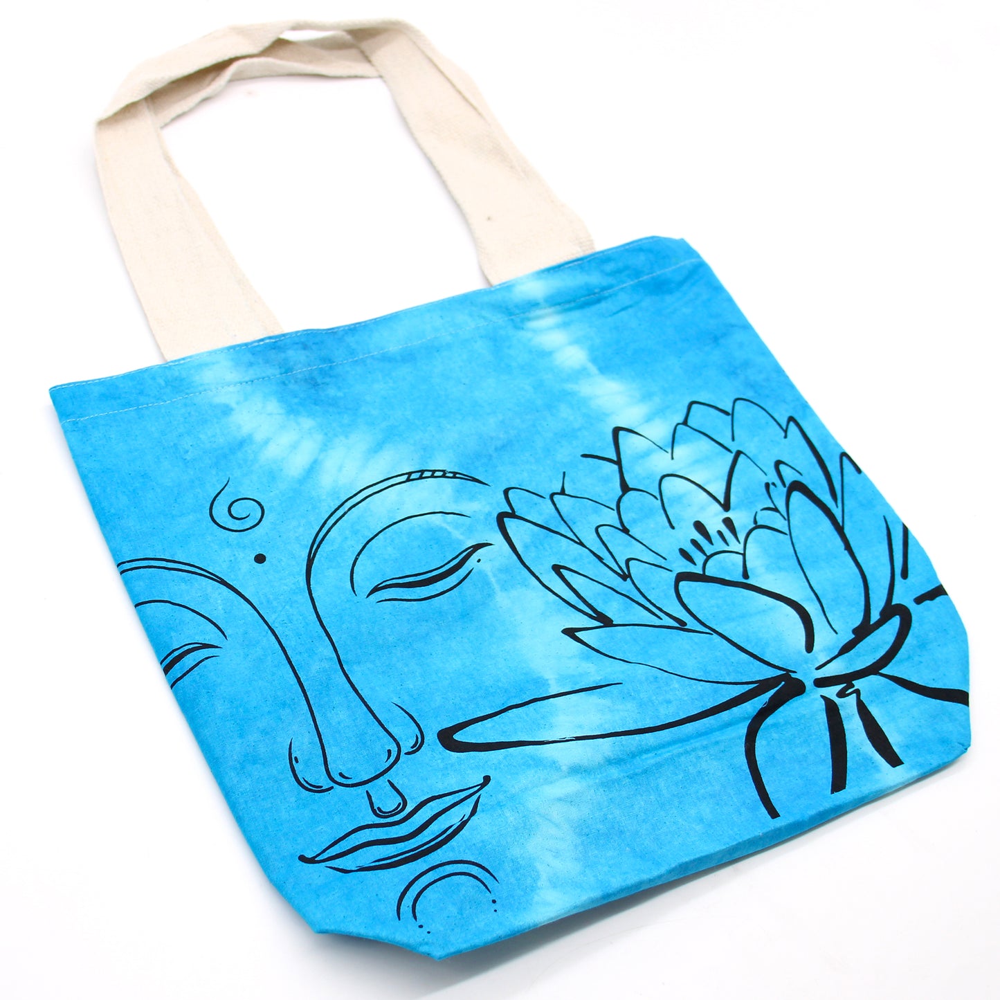 Tie-Dye Cotton Bag - Lotus Buddha - Ocean Blue