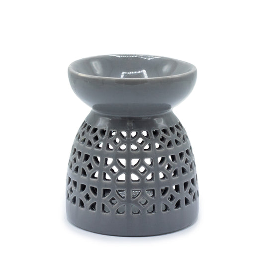 Classic Oil Burner - Morrocan cut out - Grey