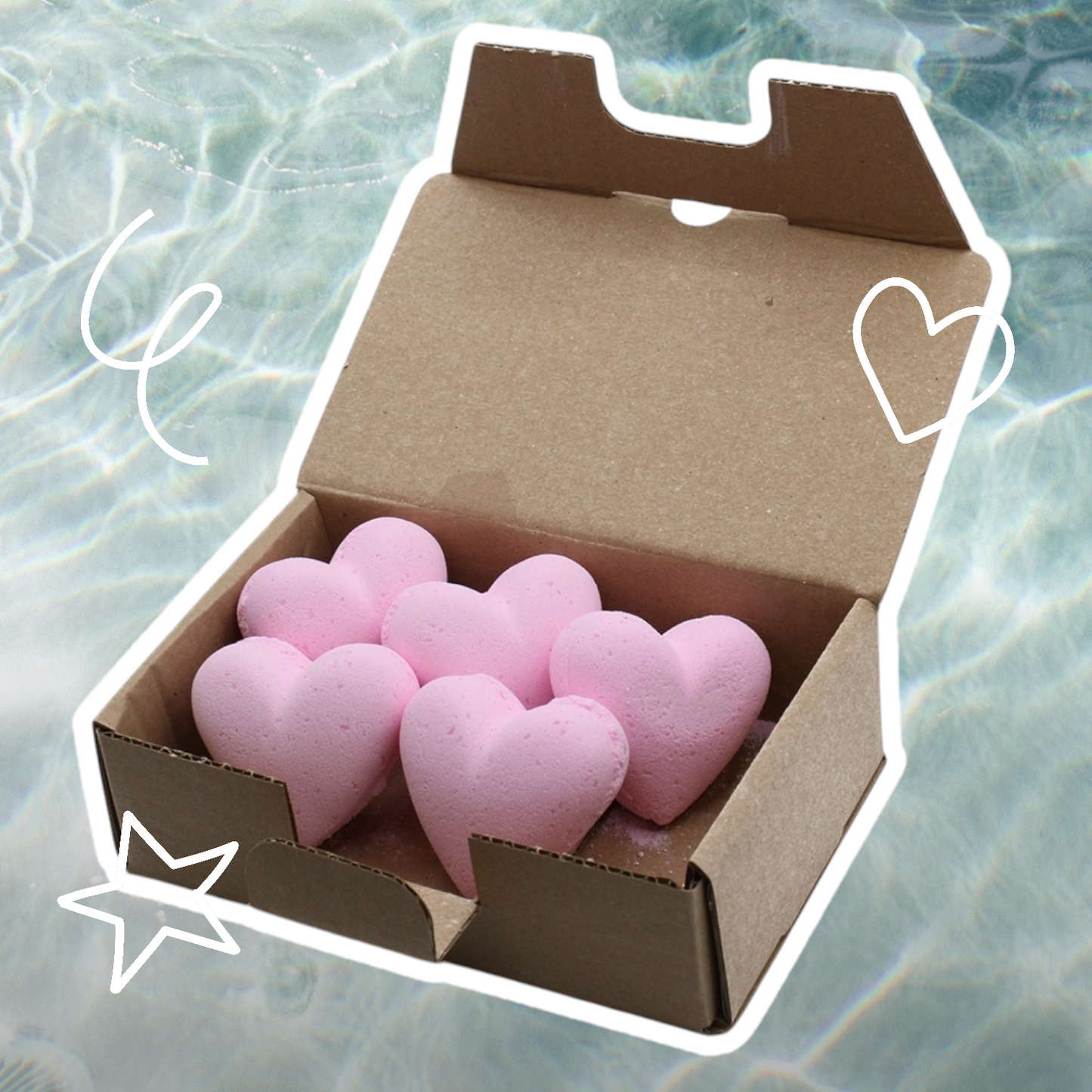 5x Love Heart Bath Bombs - 70g - Bubblegum