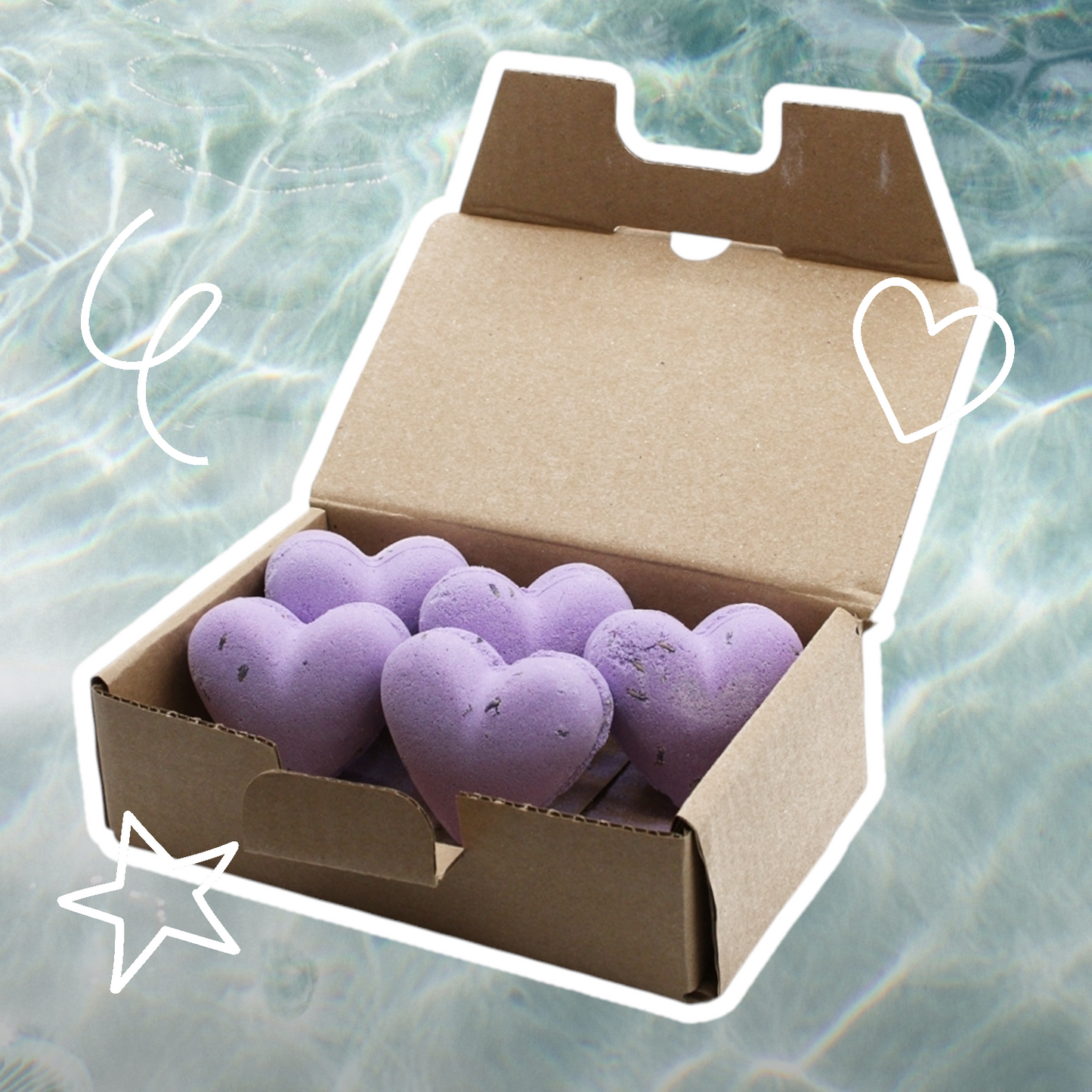 5x Love Heart Bath Bombs - 70g - French Lavender